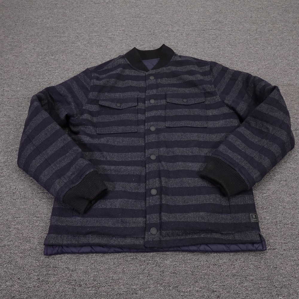 Roark Revivalist Jacket Mens Medium Blue Reversible Quilted Bomber Striped